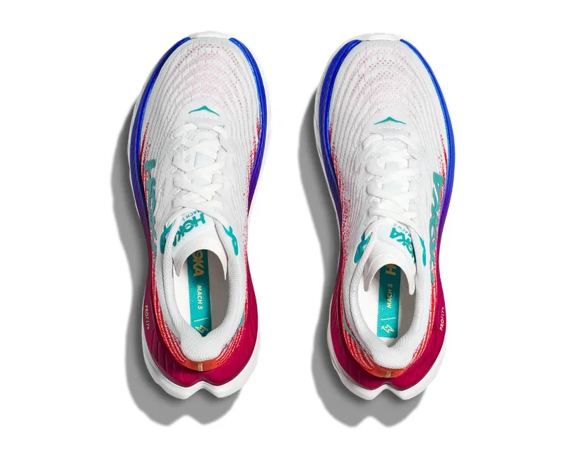 Hoka MACH 5 Mujer WHITE/FLAME