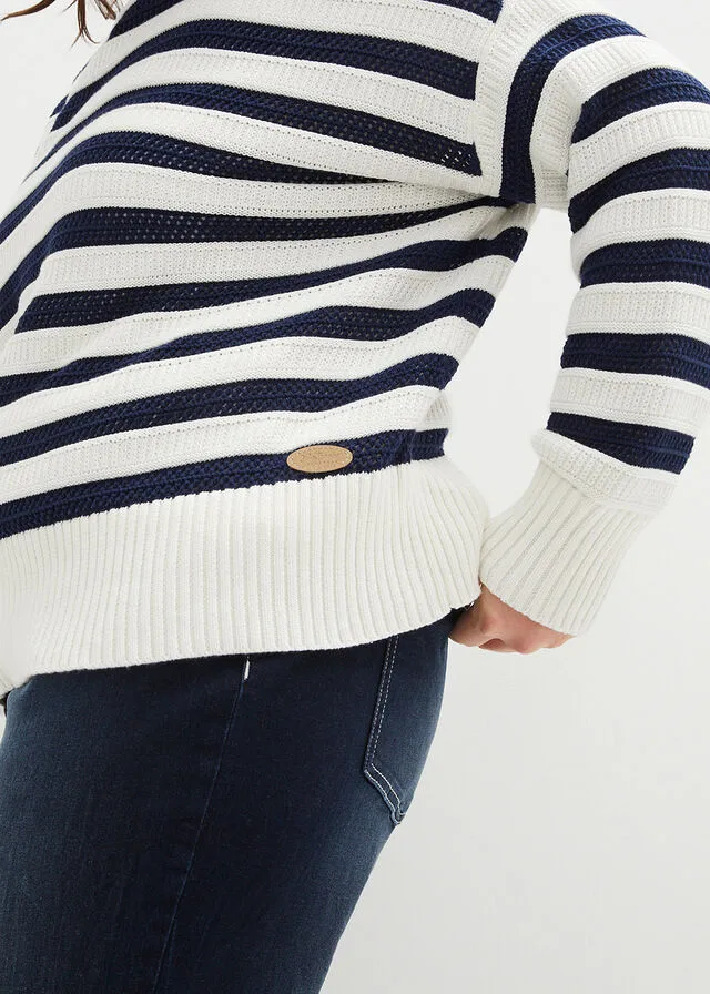 Jersey boxy fresa/blanco lana con rayas