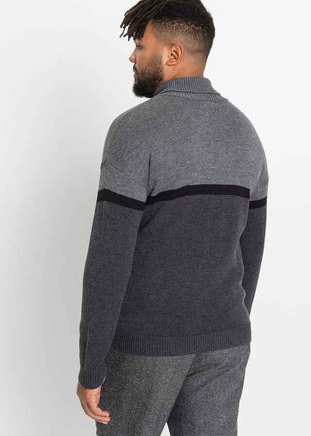 JERSEY DE CUELLO ALTO GRISNEGROANTRACITA JASPEADO