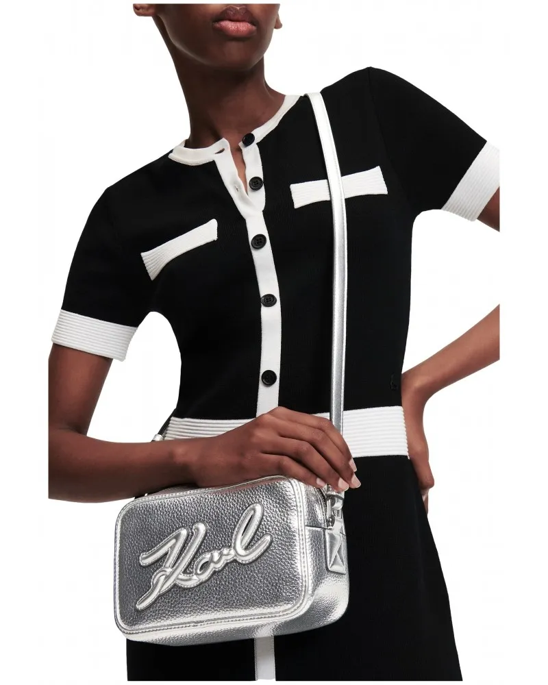 KARL LAGERFELD  BOLSO CAMERA BAG CON LOGO K/SKUARE PLATA