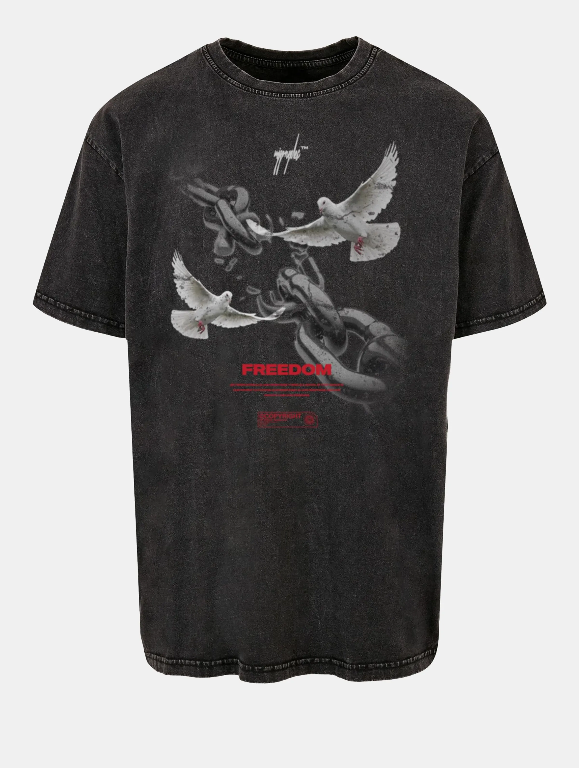 MJ GONZALES LADIES FREEDOM X ACID WASHED HEAVY OVERSIZED TSHIRTS