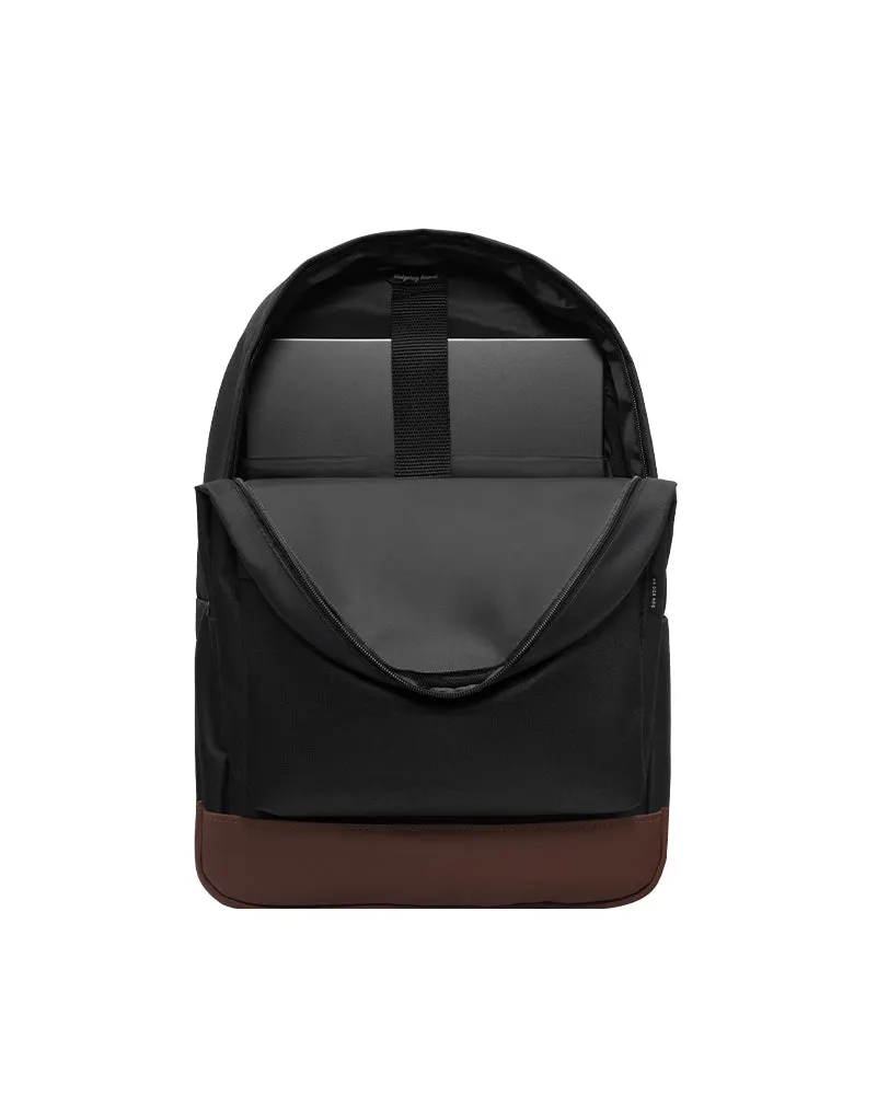 MOCHILA BASSIC BLACK CON CUERINA CAF