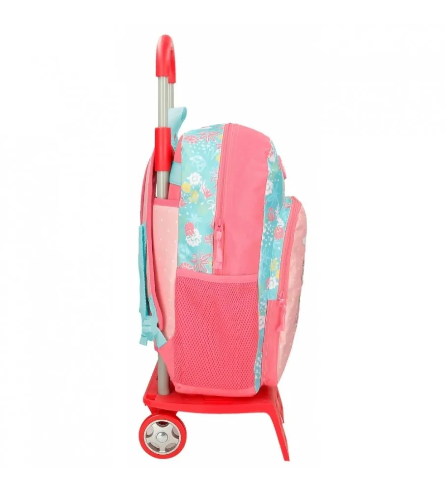 Mochila Escolar 40cm con Carro Roll Road My little Town rosa