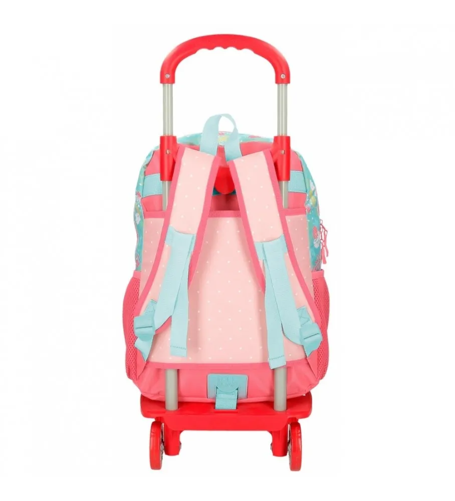 Mochila Escolar 40cm con Carro Roll Road My little Town rosa