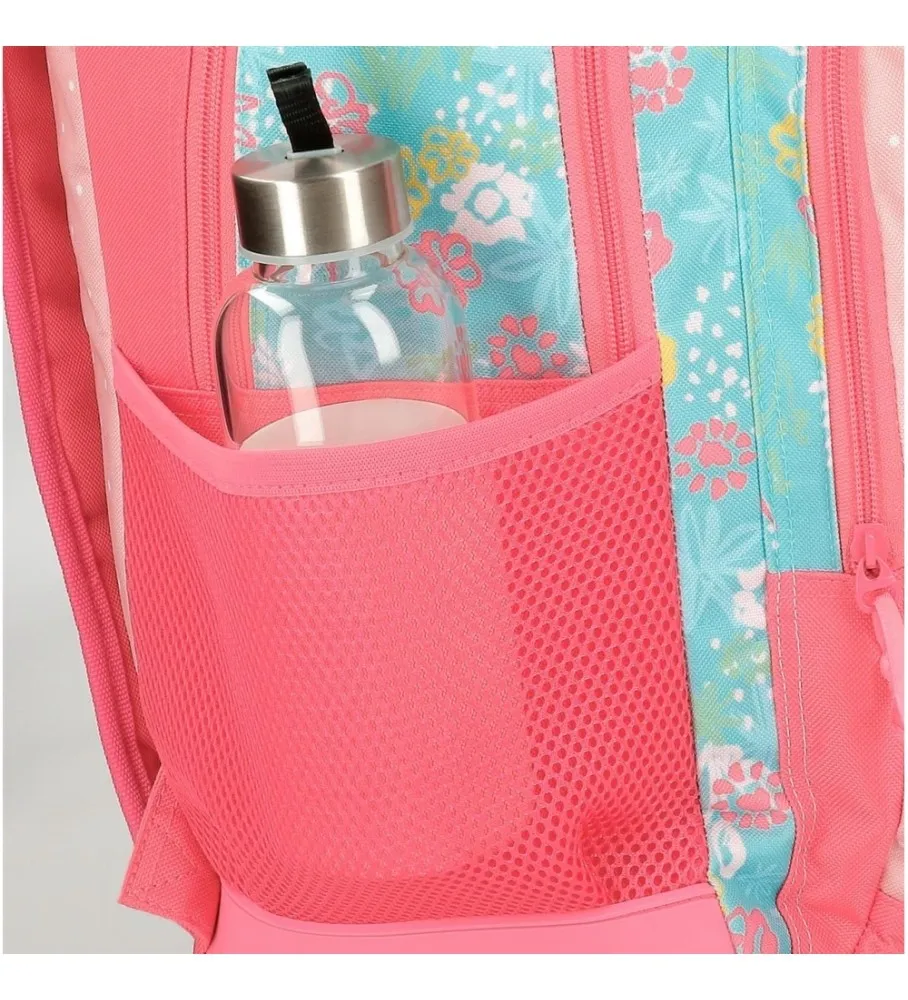 Mochila Escolar 40cm con Carro Roll Road My little Town rosa