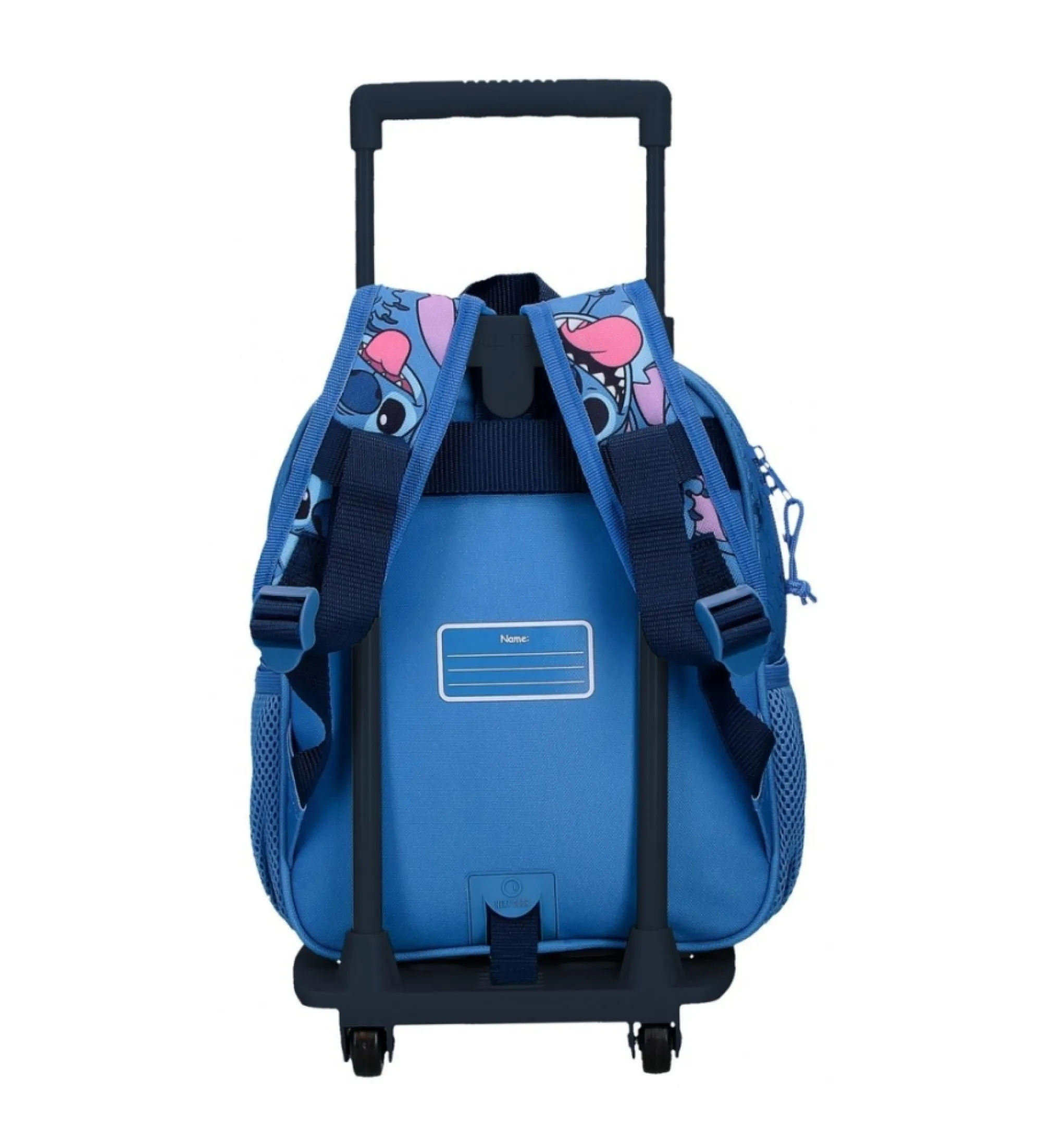Mochila preescolar Happy Stitch 28 cm con carro marino