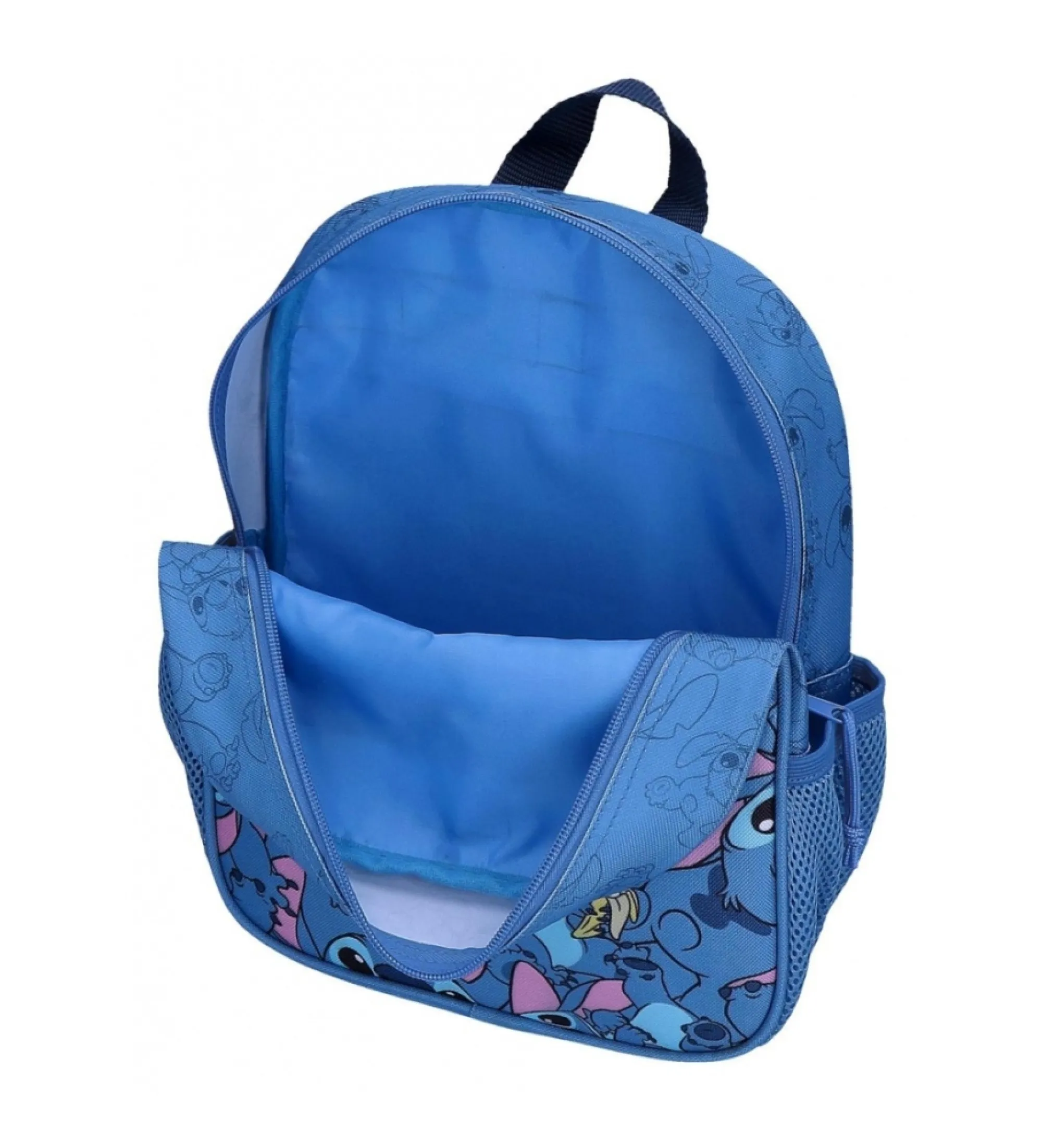 Mochila preescolar Happy Stitch 28 cm con carro marino