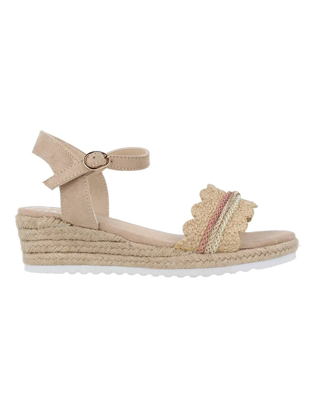 MUSTANG  SANDALIA NIñA CUñA ONDAS BEIGE
