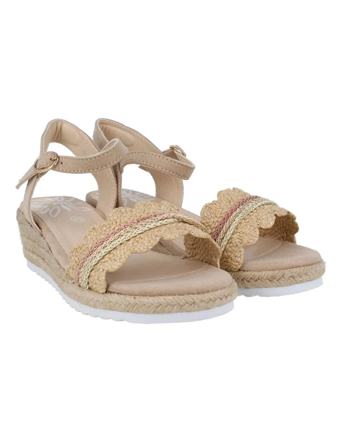 MUSTANG  SANDALIA NIñA CUñA ONDAS BEIGE