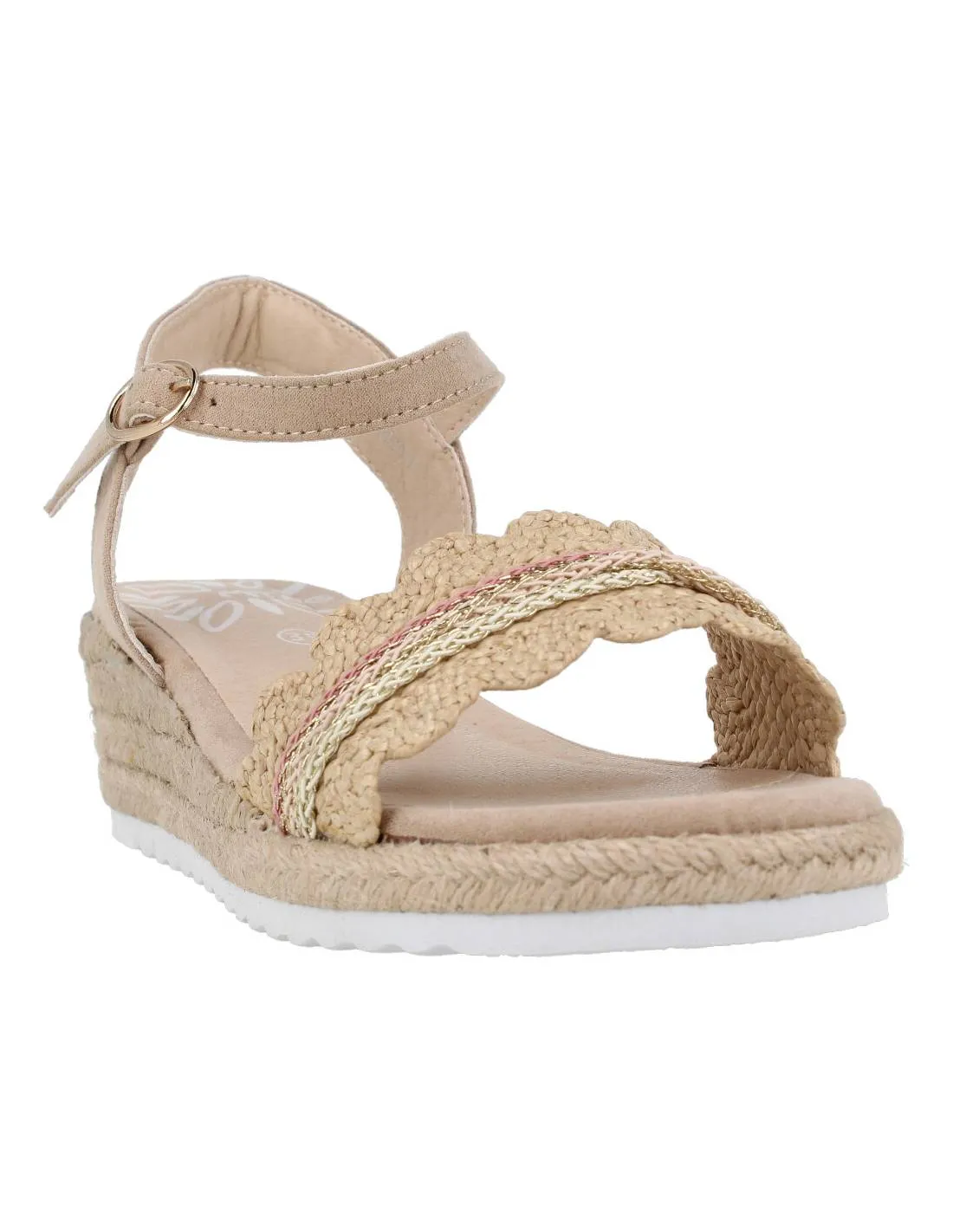 MUSTANG  SANDALIA NIñA CUñA ONDAS BEIGE