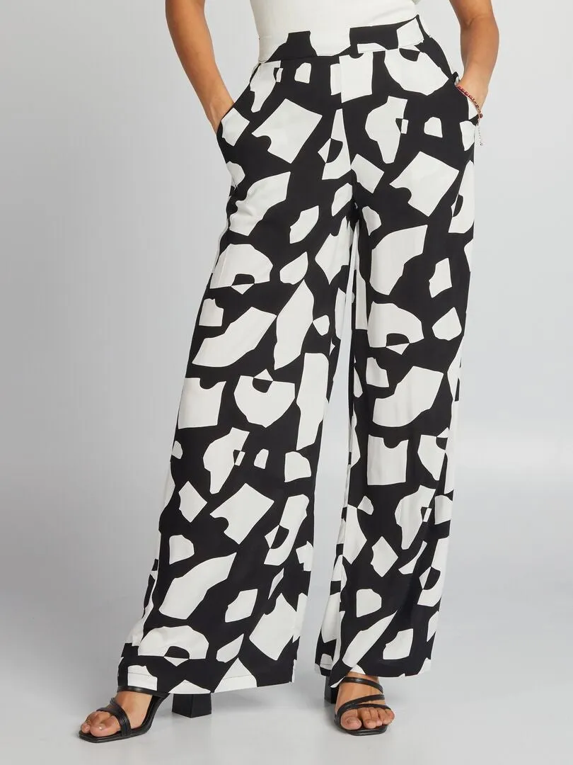 PANTALóN ANCHO ESTAMPADO  NEGRO