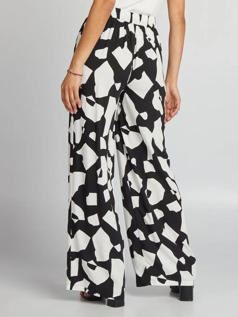 PANTALóN ANCHO ESTAMPADO  NEGRO