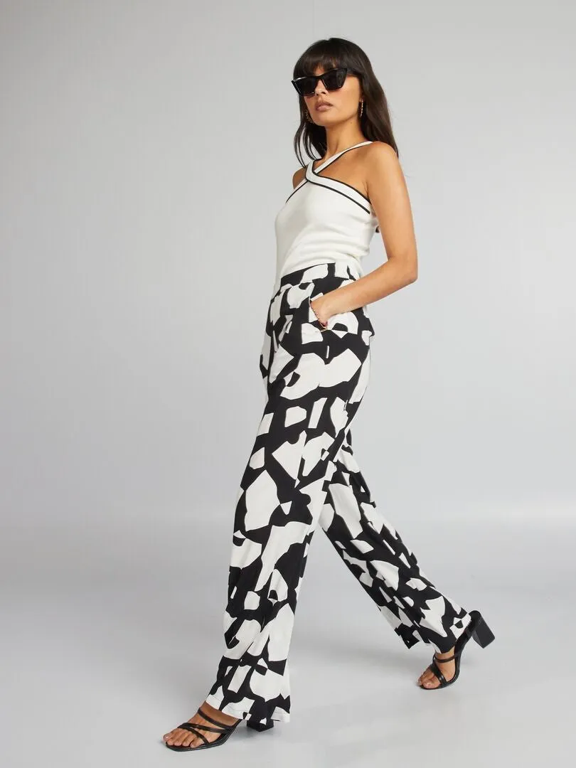 PANTALóN ANCHO ESTAMPADO  NEGRO