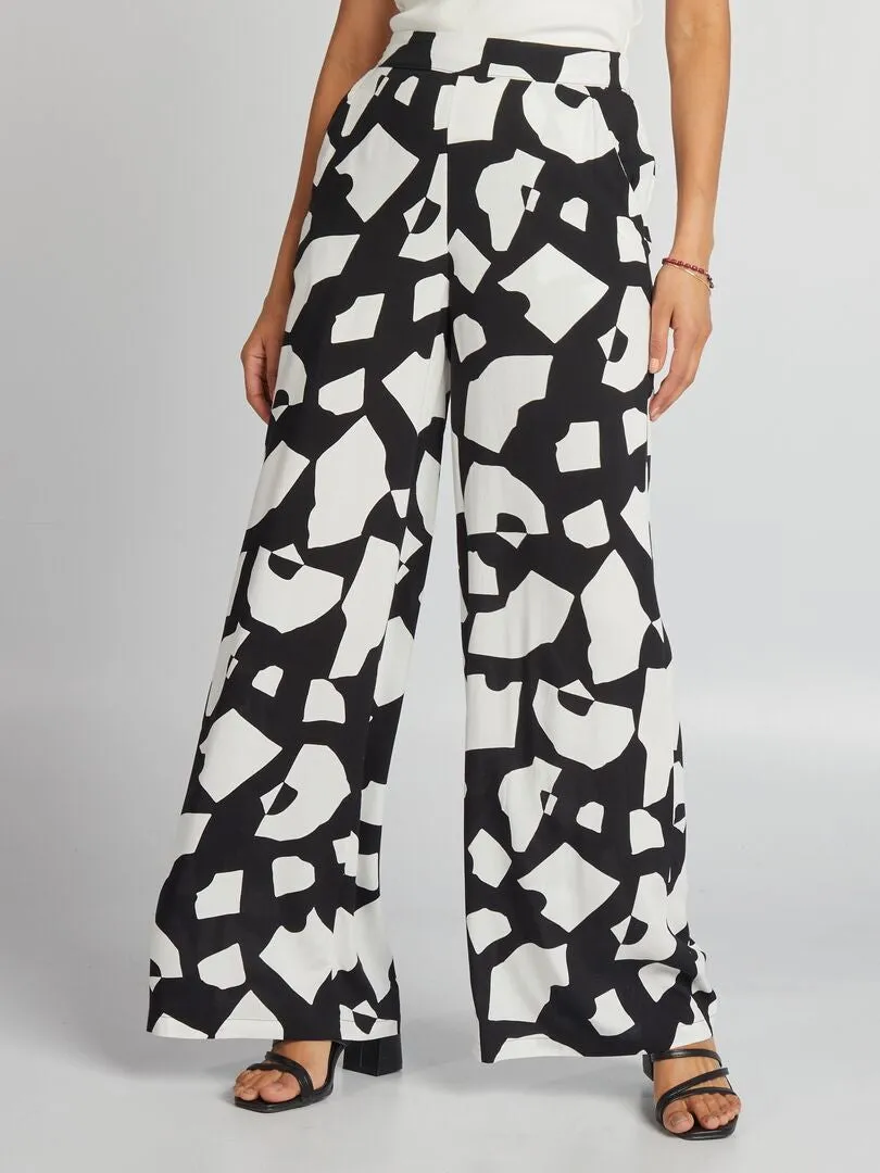 PANTALóN ANCHO ESTAMPADO  NEGRO