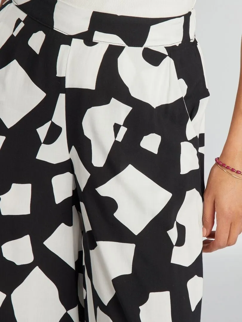 PANTALóN ANCHO ESTAMPADO  NEGRO