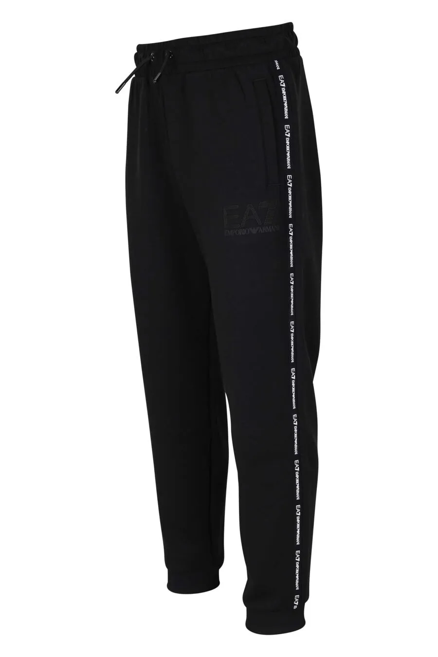 Pantalón de chándal negro con mini logo blanco en cinta en laterales