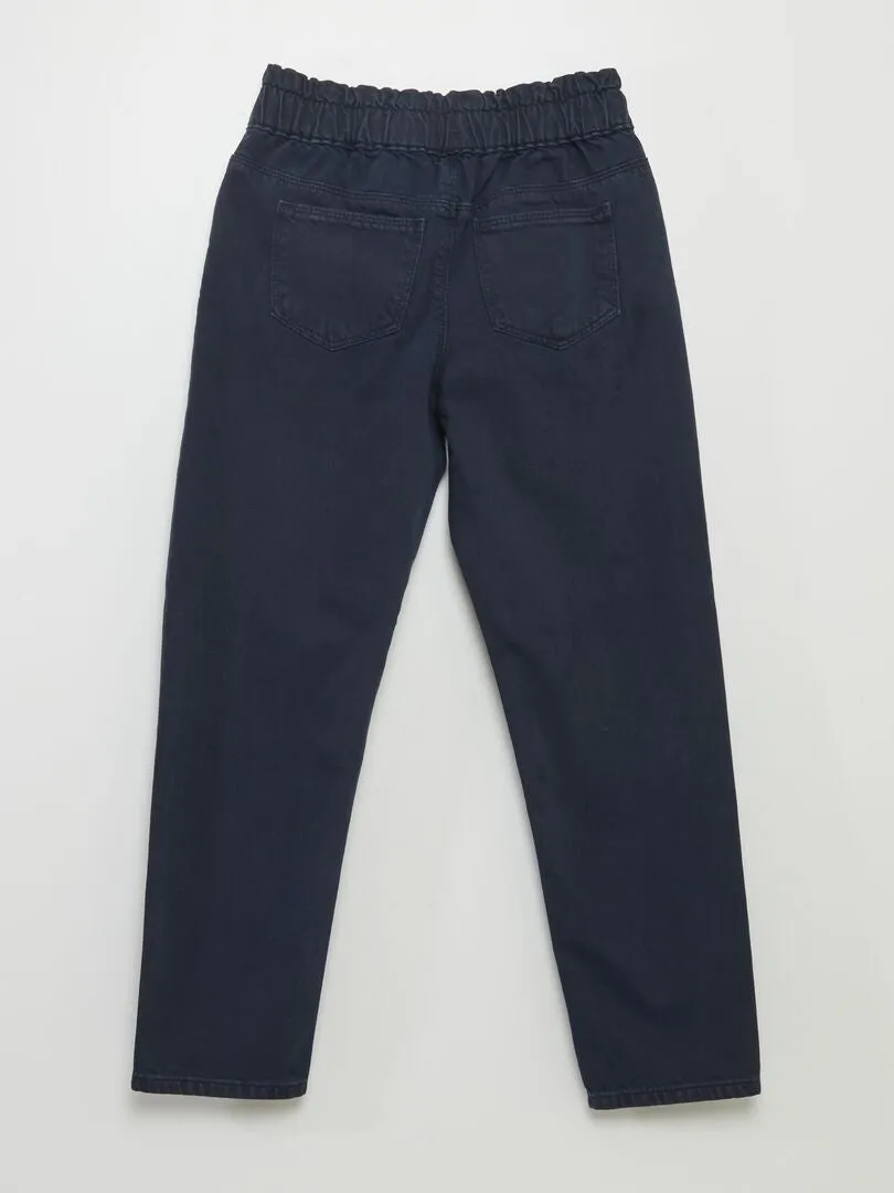 PANTALóN DE SARGA CON VOLANTE EN LA CINTURA  AZUL