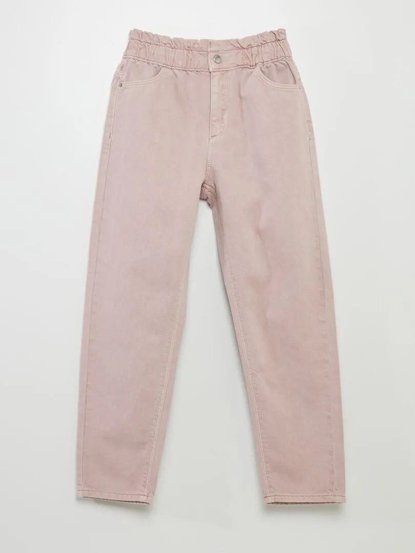 PANTALóN DE SARGA CON VOLANTE EN LA CINTURA  PURPURA