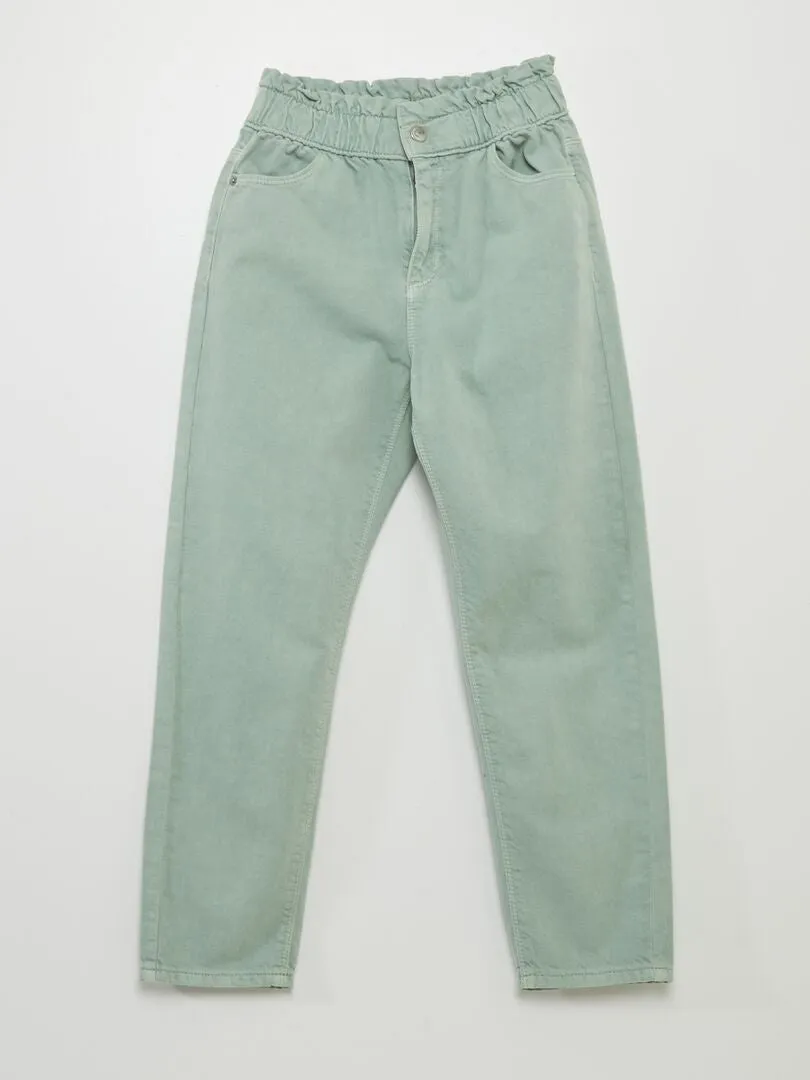 PANTALóN DE SARGA CON VOLANTE EN LA CINTURA  VERDE
