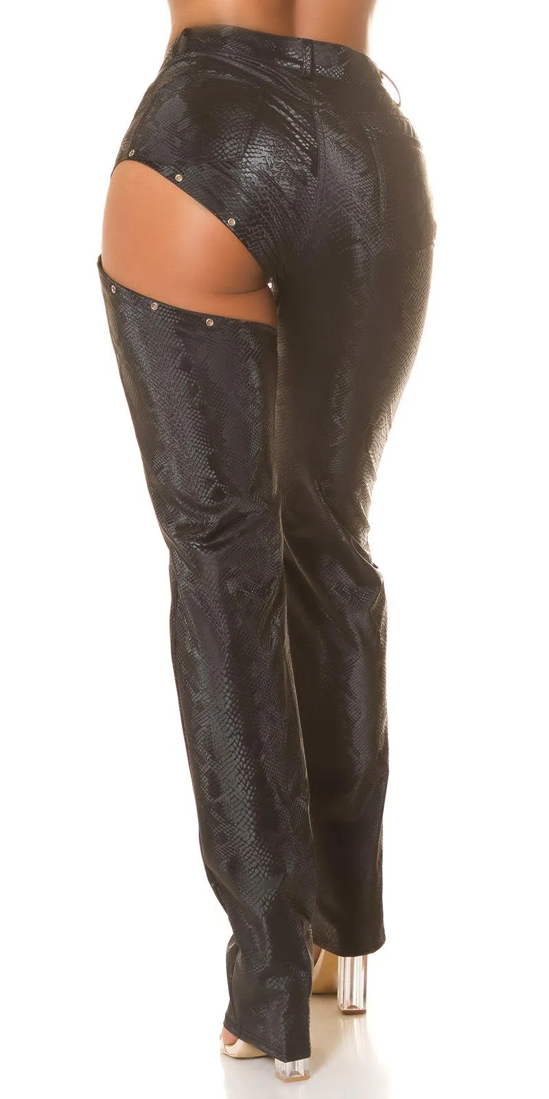 Pantalón estampado serpiente polipiel