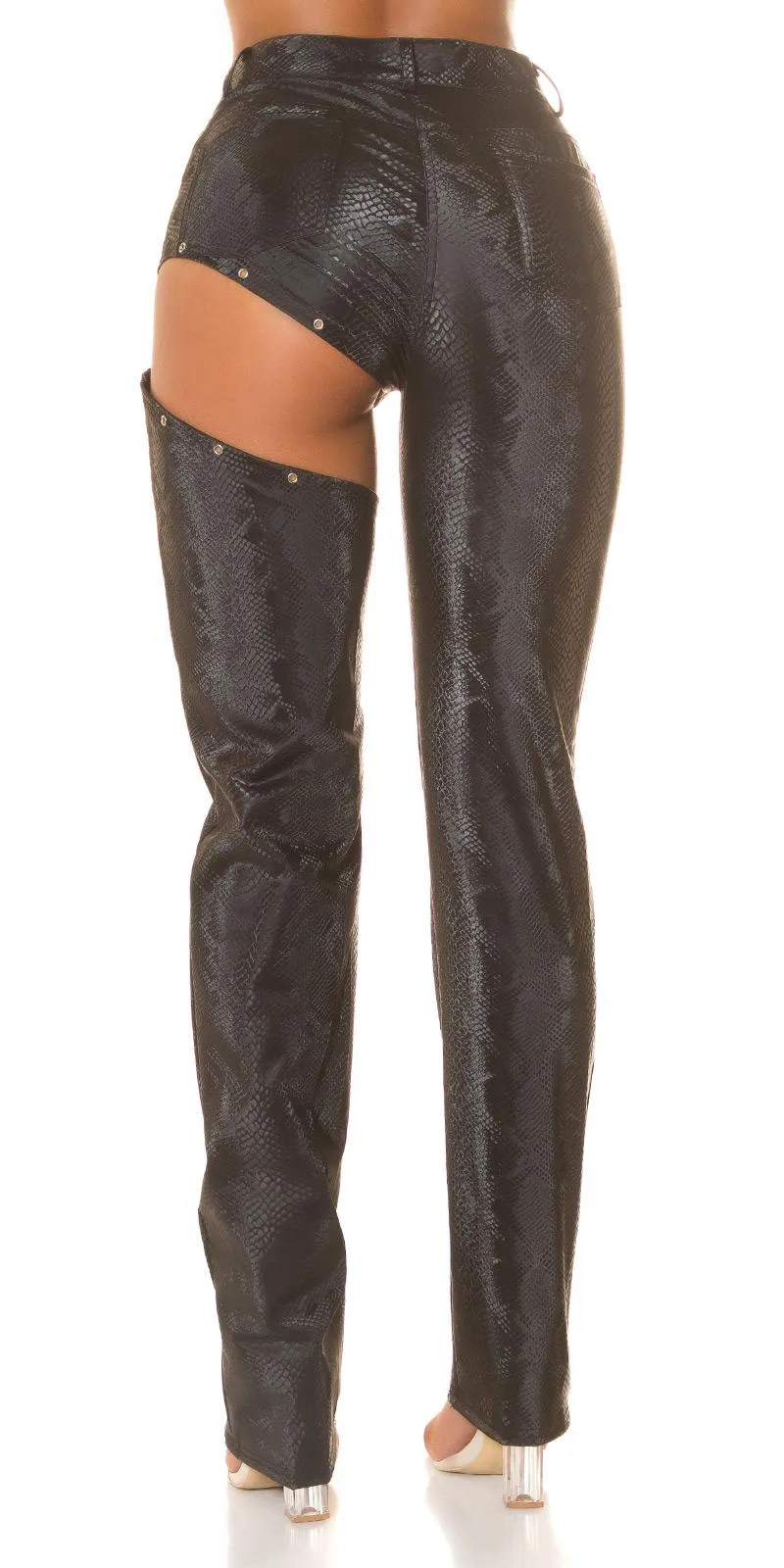 Pantalón estampado serpiente polipiel