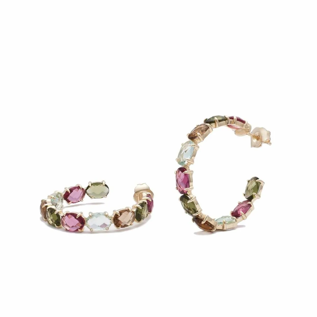 Pendientes aros con piedras formados por gemas en tonos cálidos