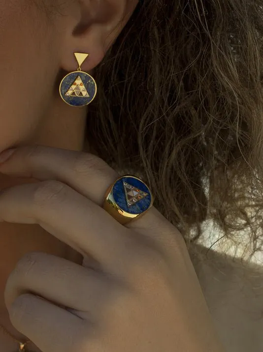 Pendientes con colgantes diseo redondo y piramide central con circonitas