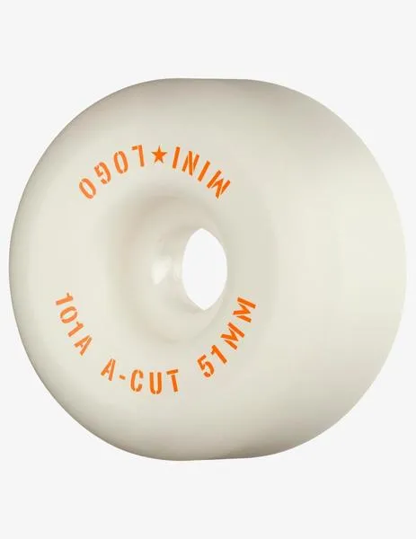RUEDAS SKATE MINI LOGO ACUT 51MM  101A  BLANCO (4 RUEDAS)