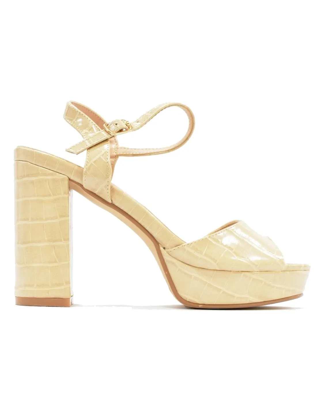 Sandalia de tacón coco beige