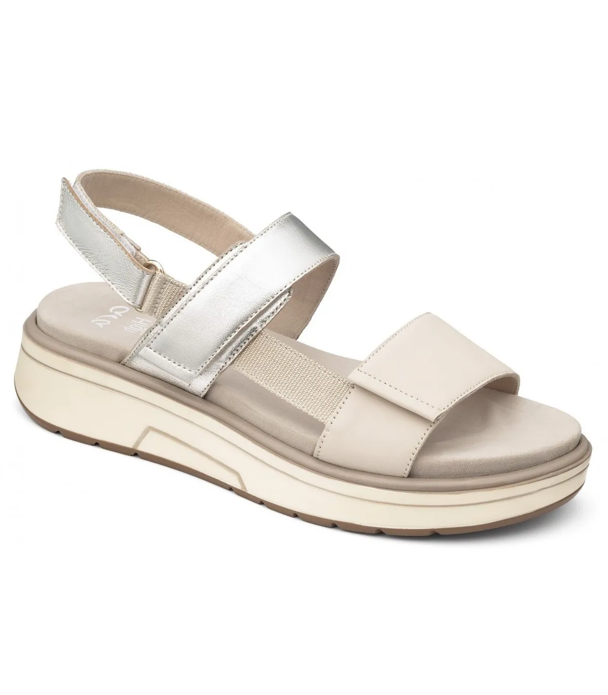 Sandalia Extra Cómoda Beige/Platino