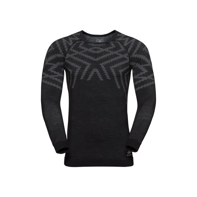 Suw Top cuello redondo manga larga Top L / s Natural + Kinship Odlo (Black Melange)