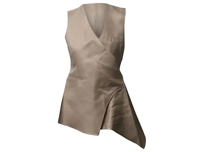 Top asimétrico Ermanno Scervino de seda beige Castaño 