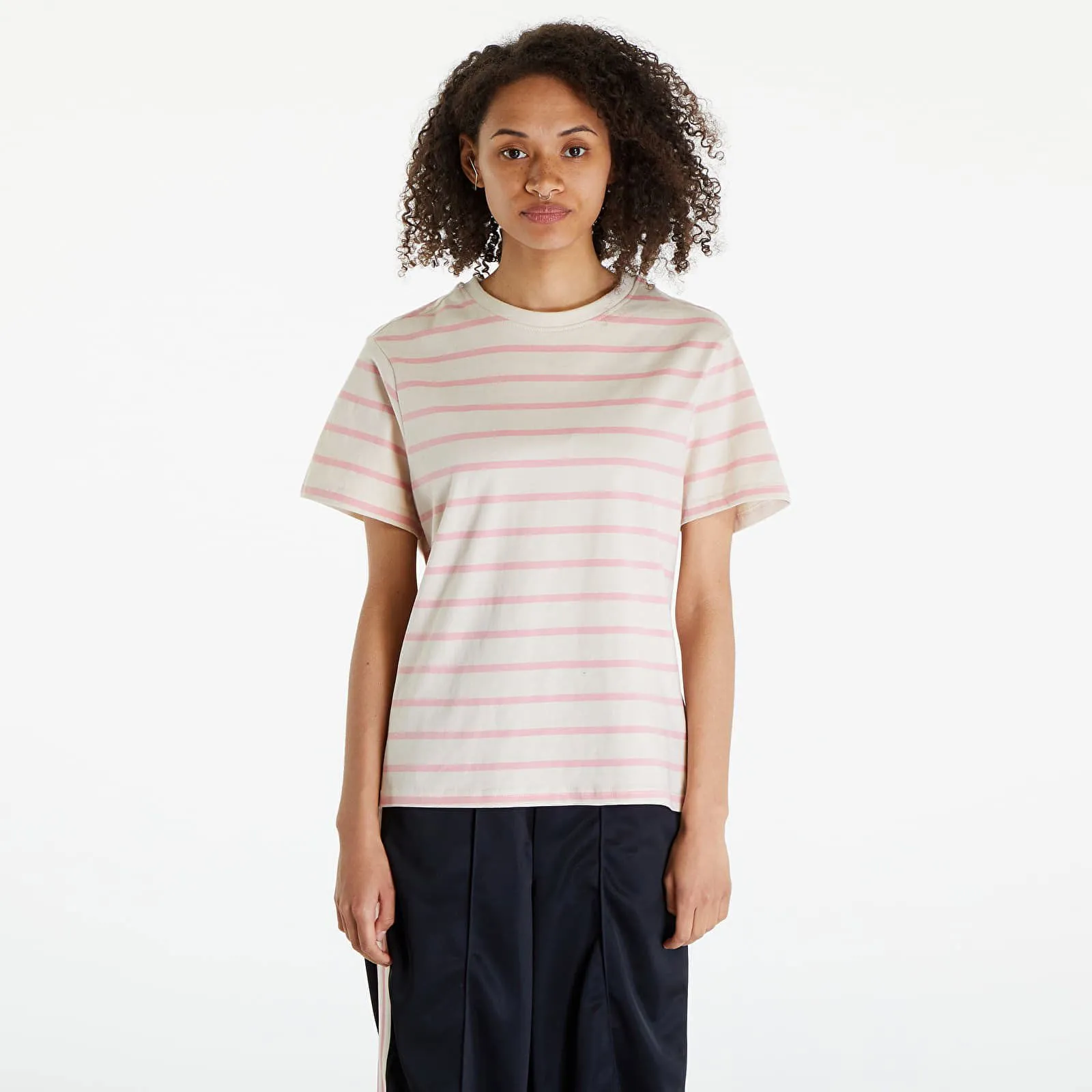 Urban Classics Ladies Striped Boxy Tee Lemonadepink/ Whitesand