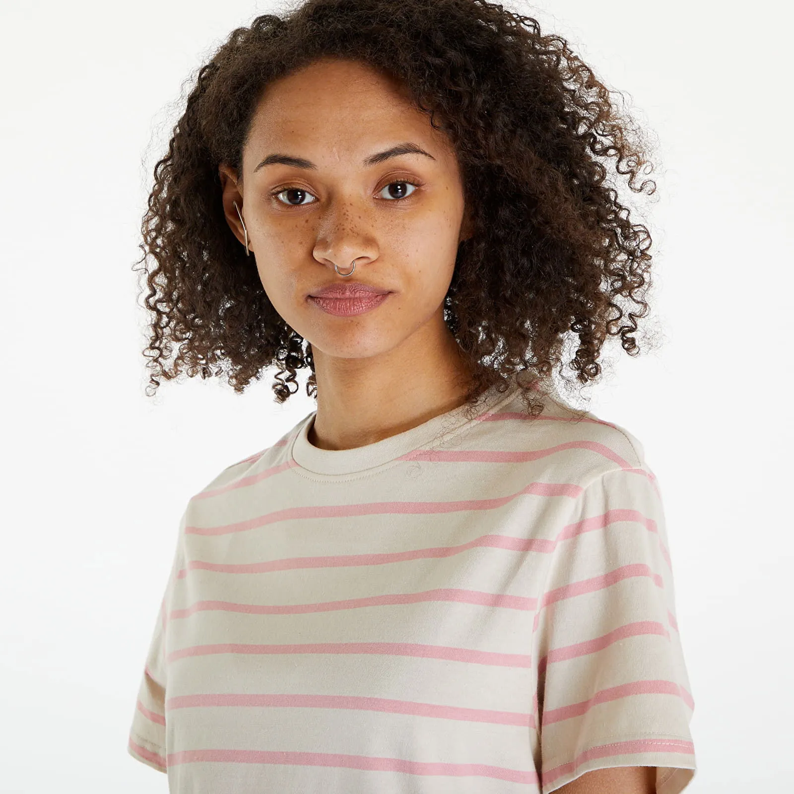 Urban Classics Ladies Striped Boxy Tee Lemonadepink/ Whitesand