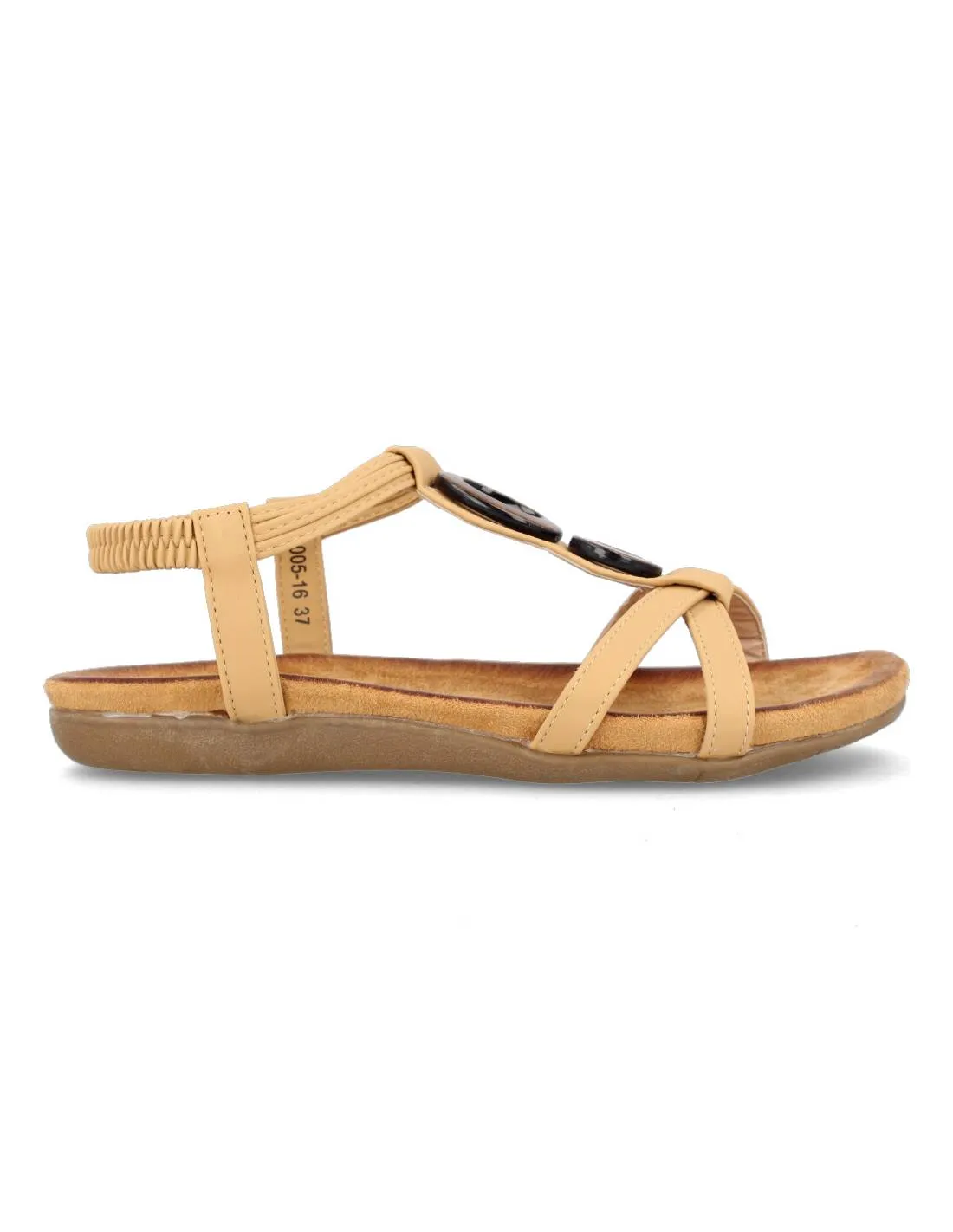 VICMART  SANDALIA APLIQUES MADERA BEIGE