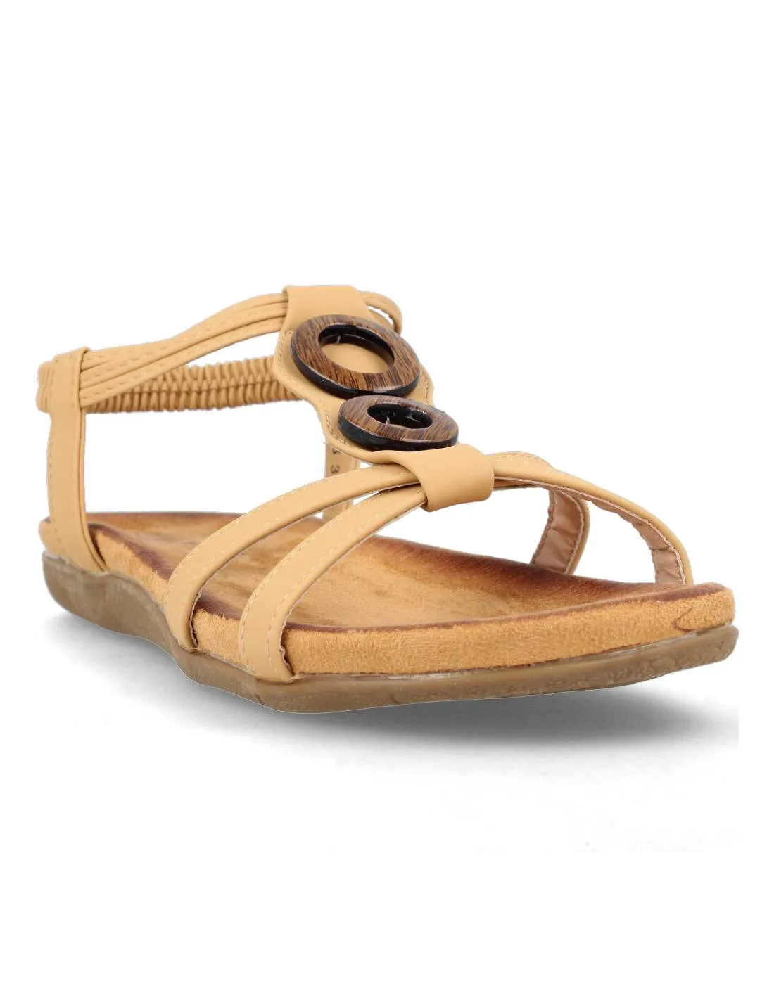 VICMART  SANDALIA APLIQUES MADERA BEIGE