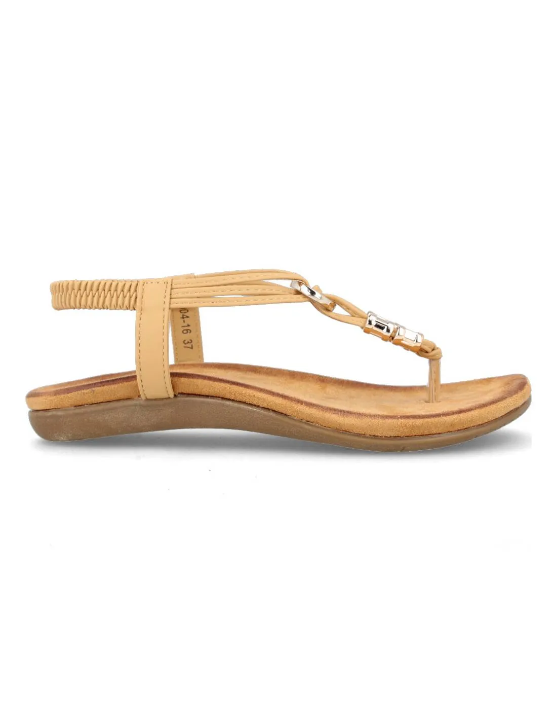 VICMART  SANDALIA ESCLAVA ARANDELAS BEIGE