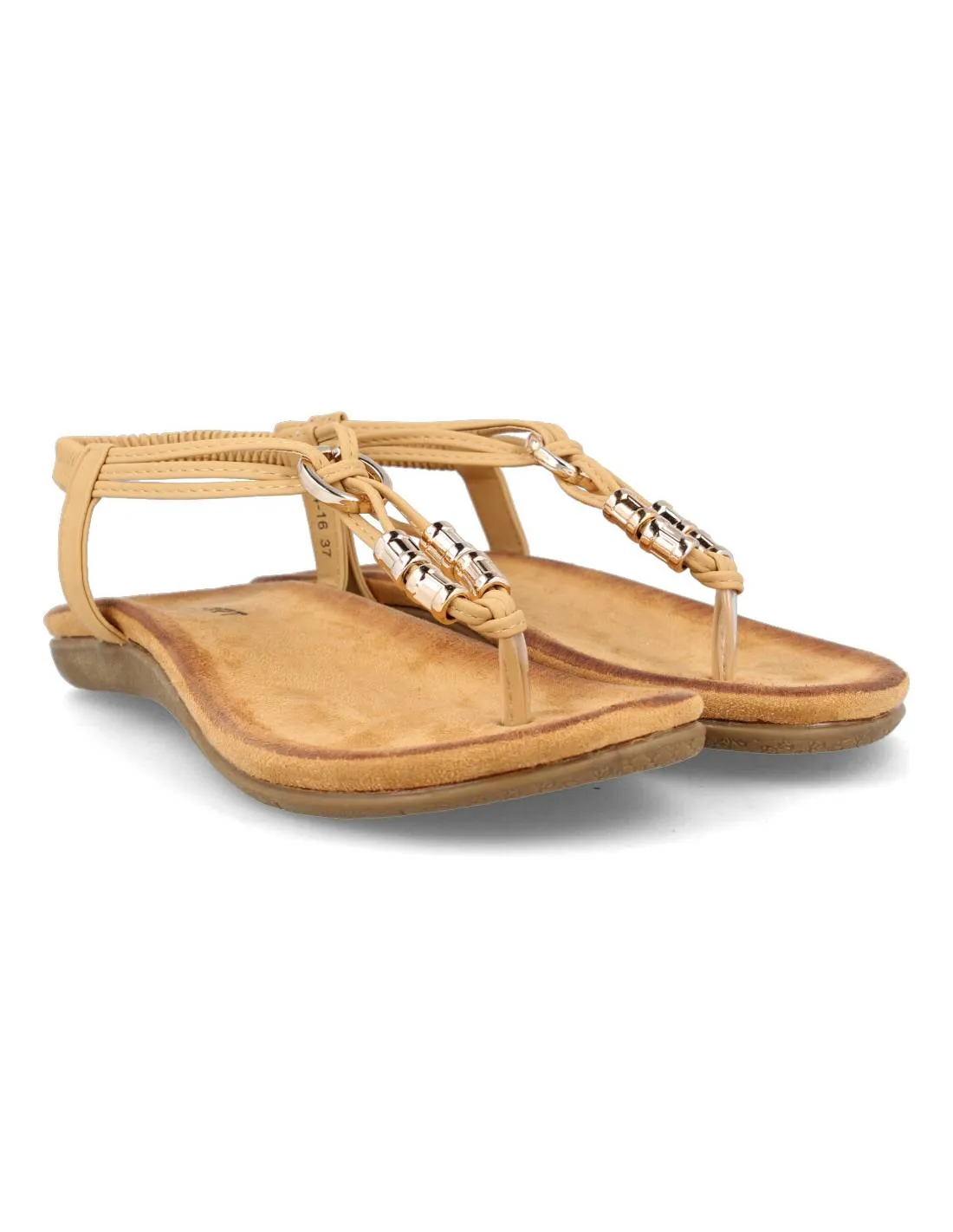 VICMART  SANDALIA ESCLAVA ARANDELAS BEIGE