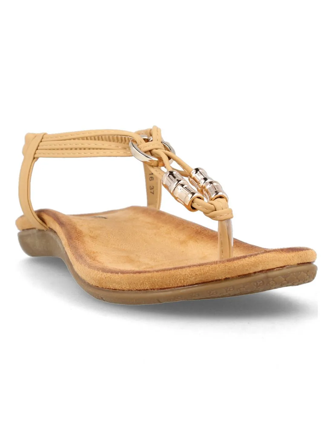 VICMART  SANDALIA ESCLAVA ARANDELAS BEIGE