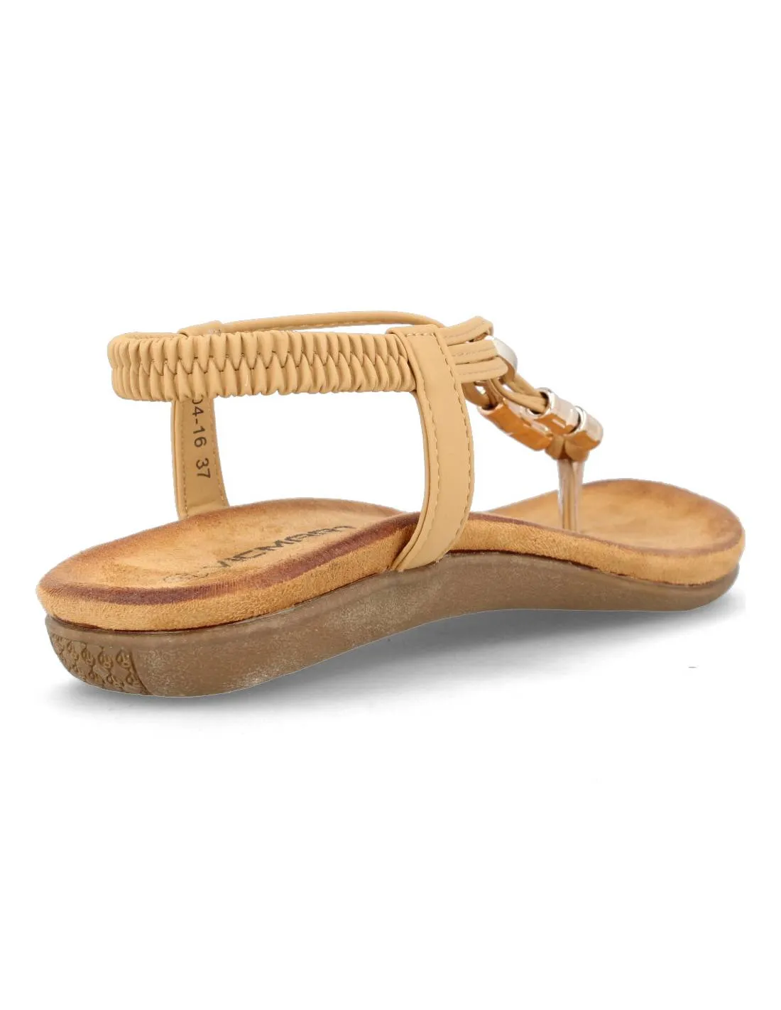 VICMART  SANDALIA ESCLAVA ARANDELAS BEIGE