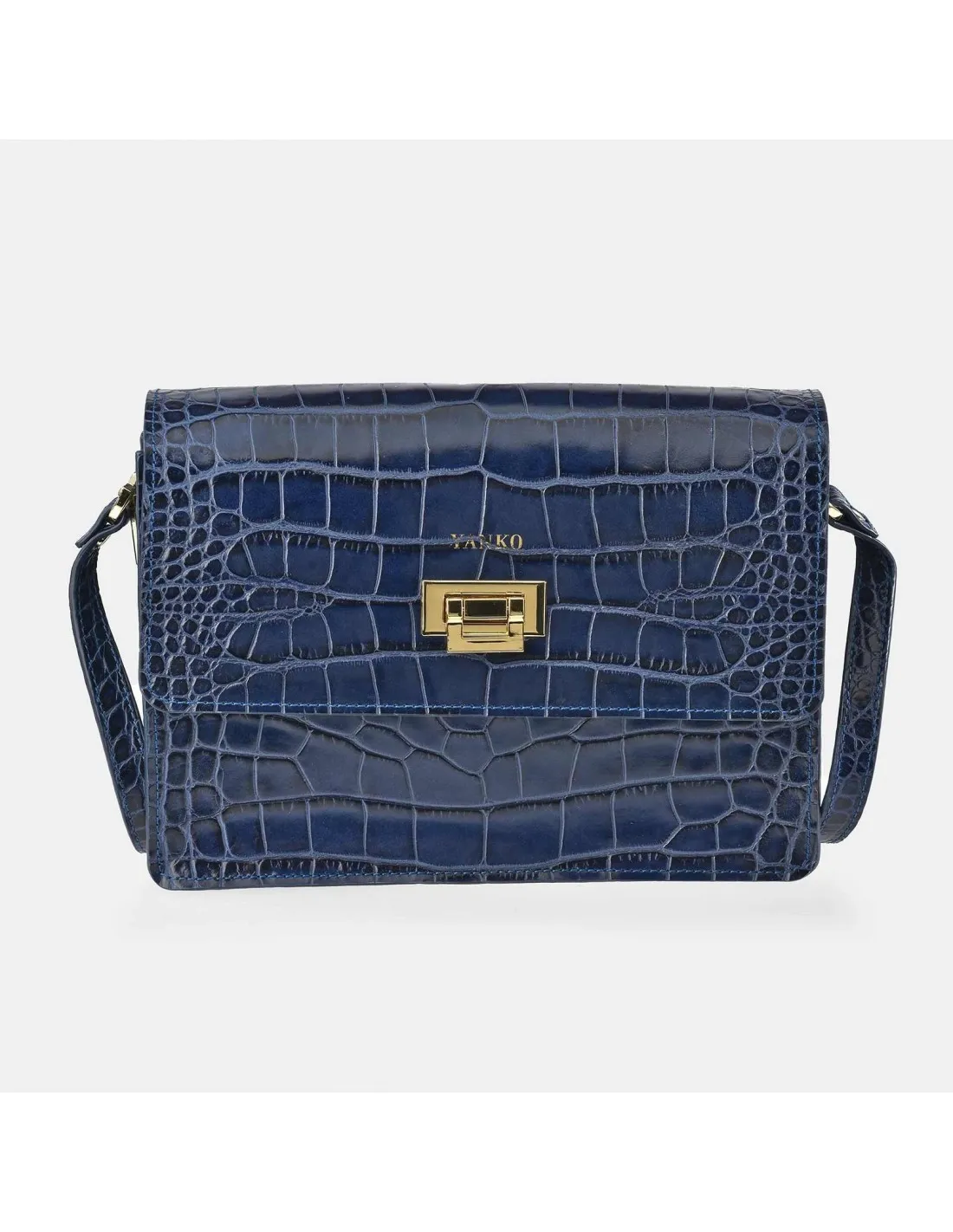YANKO bolso bandolera grande con solapa para mujer en piel grabado coco