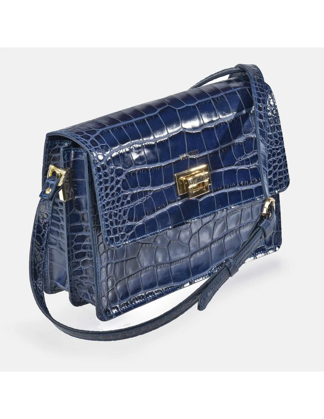 YANKO bolso bandolera grande con solapa para mujer en piel grabado coco