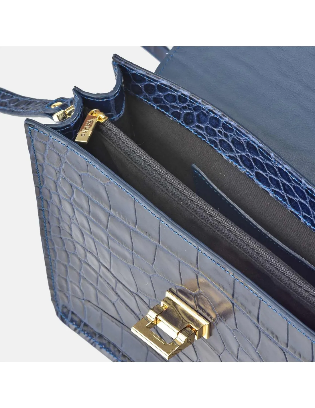 YANKO bolso bandolera grande con solapa para mujer en piel grabado coco