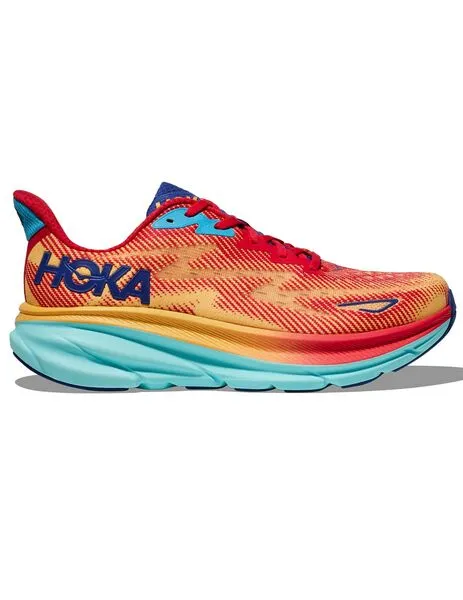 zapatilla running mujer Hoka CLIFTON 9, naranja/rojo
