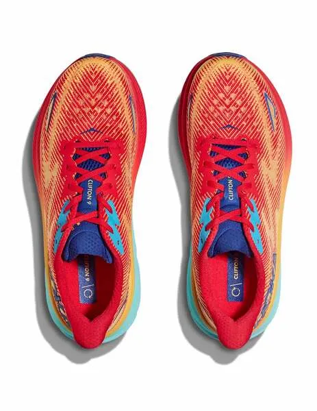 zapatilla running mujer Hoka CLIFTON 9, naranja/rojo