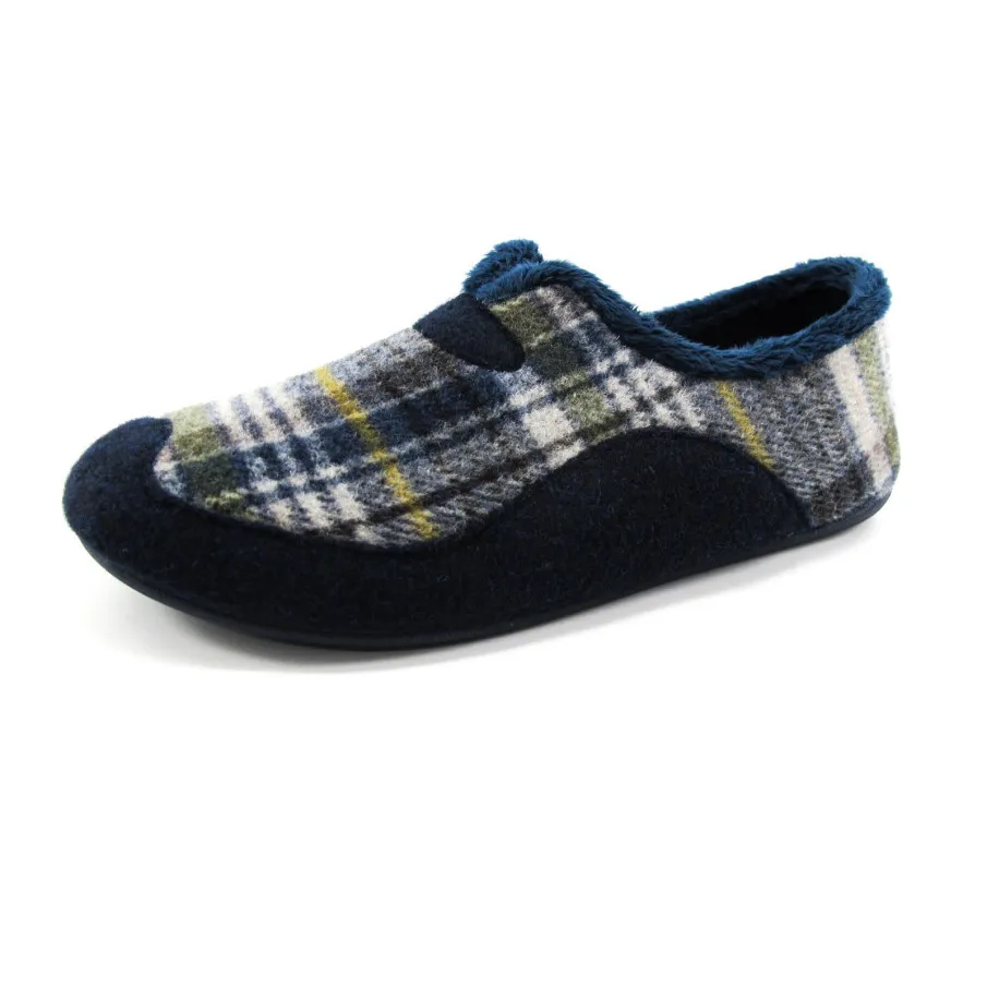 ZAPATILLAS HOGAR HOMBRE GARZÓN CUADROS MARINO