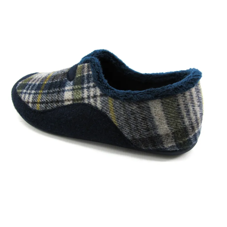 ZAPATILLAS HOGAR HOMBRE GARZÓN CUADROS MARINO