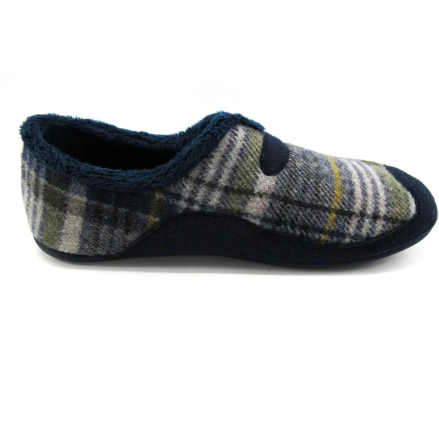 ZAPATILLAS HOGAR HOMBRE GARZÓN CUADROS MARINO