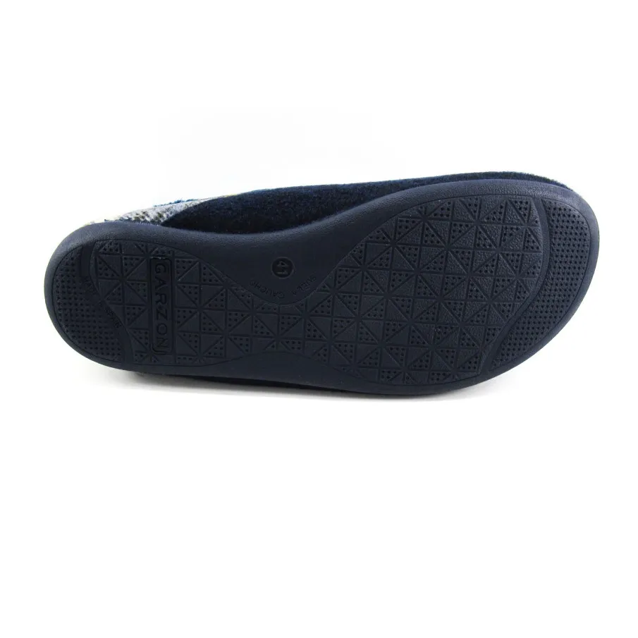 ZAPATILLAS HOGAR HOMBRE GARZÓN CUADROS MARINO