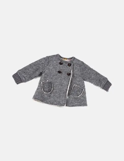 Zara Abrigo gris botonadura